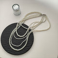 Elegant Multilayer Faux Pearl Beaded Sweater Necklace, Light Luxury Geometric Round Choker For Women view 2