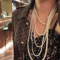 Elegant Multilayer Faux Pearl Beaded Sweater Necklace, Light Luxury Geometric Round Choker For Women view 3