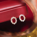 18K Gold Plated Copper Oval Zircon Geometric Stud Earrings For Women Light Luxury Jewelry view 4