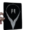 Light Luxury Court Style Rhinestone V Shape Tassel Copper Necklace Stud Earrings Jewelry Set view 5