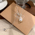 Silver Tone Baroque Faux Pearl Pendant Necklace For Women, Old Money Oval Geometric Choker view 2