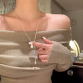 Silver Tone Baroque Faux Pearl Pendant Necklace For Women, Old Money Oval Geometric Choker view 3