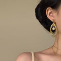 European Style Multilayer Hollow Teardrop Metal Drop Earrings For Women view 4
