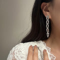 Light Luxury Copper Square Zircon Chain Pendant Drop Earrings For Commuting view 2