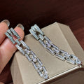 Light Luxury Copper Square Zircon Chain Pendant Drop Earrings For Commuting view 1