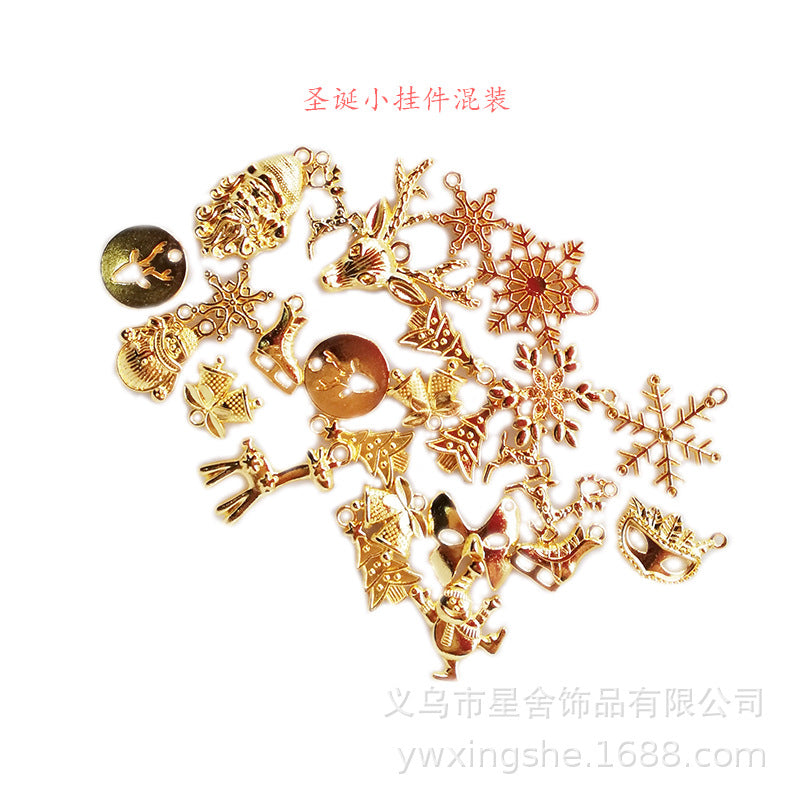 Mixed Christmas Charm Pendants Gold Tone 100g Bag