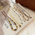 Vintage Tiger Eye Round Geometric Sweater Necklace Maillard Style Light Luxury Pendant Jewelry view 3