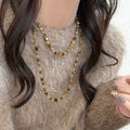 Vintage Tiger Eye Round Geometric Sweater Necklace Maillard Style Light Luxury Pendant Jewelry view 2