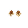 Vintage Hong Kong Style Tiger Eye Stone Rhombus Gold Sequin Tassel Alloy Luxury Stud Earrings view 5