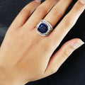 Luxury Faux Sapphire Ring For Women, Micro Pave Square Geometric Wedding Proposal Jewelry view 3