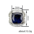 Luxury Faux Sapphire Ring For Women, Micro Pave Square Geometric Wedding Proposal Jewelry view 4
