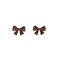 Luxury Leopard Print Velvet Bow Stud Earrings For Women Autumn Winter Elegant Alloy Pin Earrings view 5