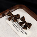 Luxury Leopard Print Velvet Bow Stud Earrings For Women Autumn Winter Elegant Alloy Pin Earrings view 4