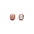 Vintage Luxury Red Enamel Square Crystal Rhinestone Alloy Studs Elegant French Style Women's Earrings view 5