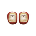 Alloy Rhinestone Enamel Geometric Square Horse Stud Earrings Light Luxury Red Jewelry For Women view 5