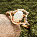 Niche Irregular Line Ring For Women With Micro Pave Imitation Opal And Elegant Hong Kong Style view 3