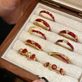 Gold Plated Red Enamel Zircon Bamboo Open Ring For Women view 1