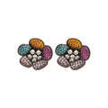 Korean Light Luxury Colorful Zircon Flower Stud Earrings With Silver Pins For Women view 5