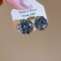 Korean Style Round Faceted Crystal Stud Earrings With Silver Pins Elegant Luxe Geometric Jewelry view 4