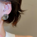Korean Style Round Faceted Crystal Stud Earrings With Silver Pins Elegant Luxe Geometric Jewelry view 3