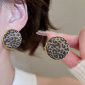 Vintage Maillard Leather Leopard Print Star Pendant Necklace Earrings Jewelry Set view 4