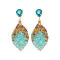 Bohemian Ethnic Style Oval Crystal Rhinestone Silver Needle Drop Earrings for Women view 5