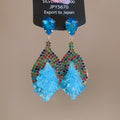Bohemian Ethnic Style Oval Crystal Rhinestone Silver Needle Drop Earrings for Women view 1