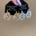 18K Gold Plated Copper Round Rhinestone Stud Earrings With Silver Pins Minimalist Geometric Jewelry view 2
