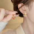 18K Gold Plated Copper Zircon Horse Stud Earrings Light Luxury Animal Zodiac Jewelry view 2