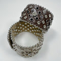 Faux Leather Rhinestone Studded Bangle Hip Hop Statement Round Cuff Bracelet view 4