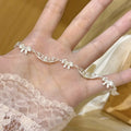 Korean Style Copper Zircon Bow Hollow Lace Bangle Sweet Light Luxury Bracelet Jewelry view 4