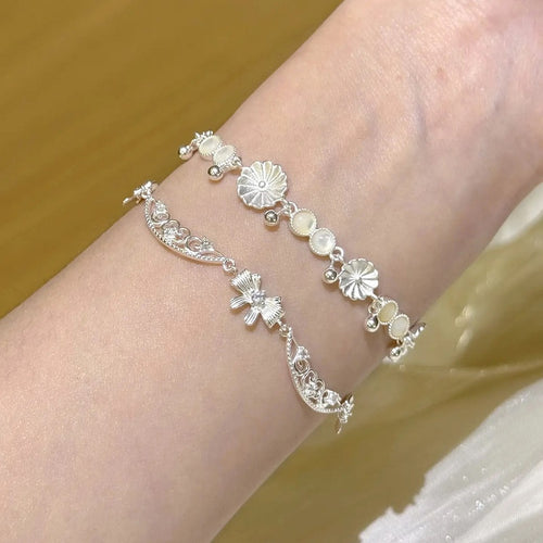 Korean Style Copper Zircon Bow Hollow Lace Bangle Sweet Light Luxury Bracelet Jewelry
