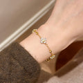 Adjustable Copper Zircon Round Flower Bangle Korean Sweet Elegant Light Luxury Bracelet view 4