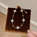 Adjustable Copper Zircon Round Flower Bangle Korean Sweet Elegant Light Luxury Bracelet view 3