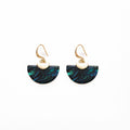Elegant French Vintage Mottled Blue Green Acrylic Fan Drop Alloy Gold Plated Lightweight Earrings view 5