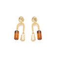 Vintage Gold Alloy Hammered Round Stud Amber Acrylic Cylinder Tassel Drop Luxury Statement Earrings view 5