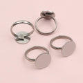 High Quality Stainless Steel 8/10/12/14mm Flat Pad Ring Gemstone Settings For DIY Jewelry view 3