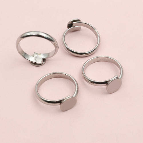 High Quality Stainless Steel 8/10/12/14mm Flat Pad Ring Gemstone Settings For DIY Jewelry