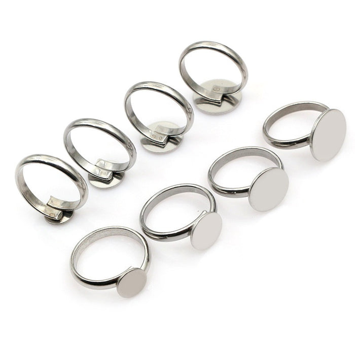 High Quality Stainless Steel 8/10/12/14mm Flat Pad Ring Gemstone Settings For DIY Jewelry