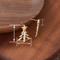 Elegant Christmas Tree Stud Earrings For Women With Metal Hollow Design And Tiny Rice Pearl Accents view 4