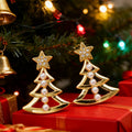 Elegant Christmas Tree Stud Earrings For Women With Metal Hollow Design And Tiny Rice Pearl Accents view 2
