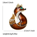 Metal Alloy Enamel Rhinestone Fox Brooch Pin For Elegant Suit Decor view 4