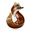 Metal Alloy Enamel Rhinestone Fox Brooch Pin For Elegant Suit Decor view 2