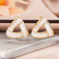 Metal Oil Painting Stud Earrings For Women Shimmer Triangle Trendy Design Live Jewelry view 2