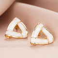 Metal Oil Painting Stud Earrings For Women Shimmer Triangle Trendy Design Live Jewelry view 5