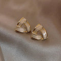 Metal Oil Painting Stud Earrings For Women Shimmer Triangle Trendy Design Live Jewelry view 1