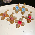 Light Luxury Iron Floral Pendant Drop Earrings With Silver Pins For Women view 3