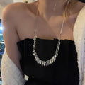 Alloy Wheat Sequin Geometric Sweater Necklace For Women Minimalist Light Luxury Collarbone Chain view 3