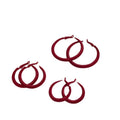 Red Flocked Geometric Hoop Earrings, Retro Hong Kong Style Light Luxury OL Jewelry view 5