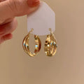 Light Luxury Copper Round Hoop Earrings For Women Minimalist Geometric Commuter Jewelry view 2